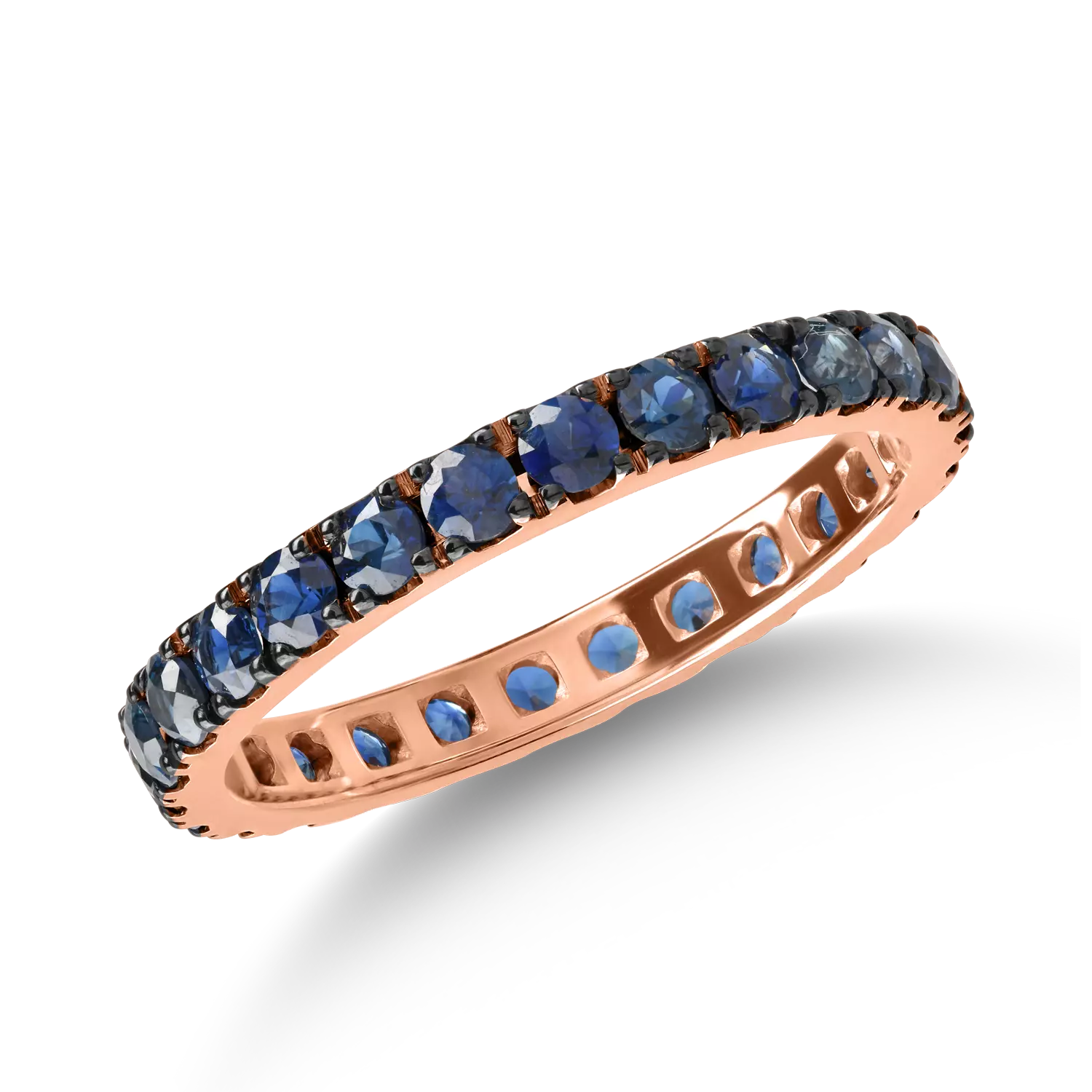 Eternity ring in rose gold with 1.44ct sapphires