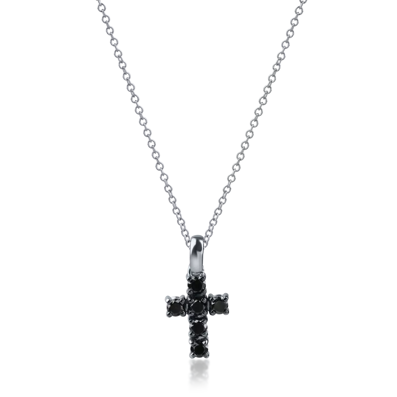 White gold cross pendant necklace with 0.31ct black diamonds