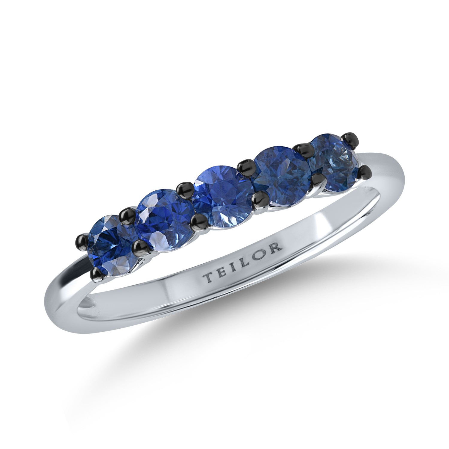 Half eternity ring in white gold with 0.85ct sapphires