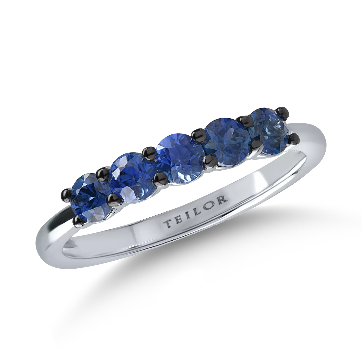 Half eternity ring in white gold with 0.85ct sapphires