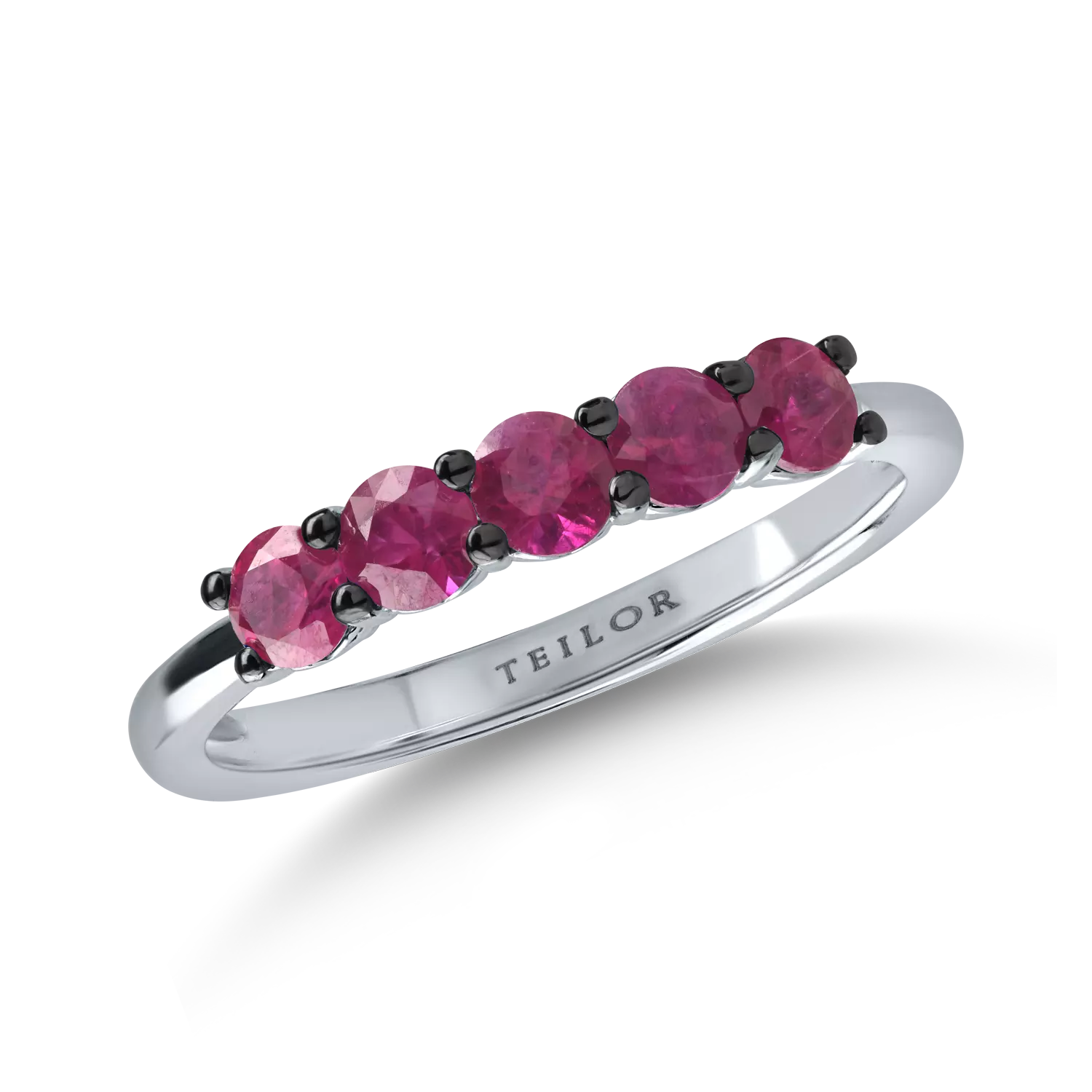 Half eternity ring in white gold with 0.8ct rubies