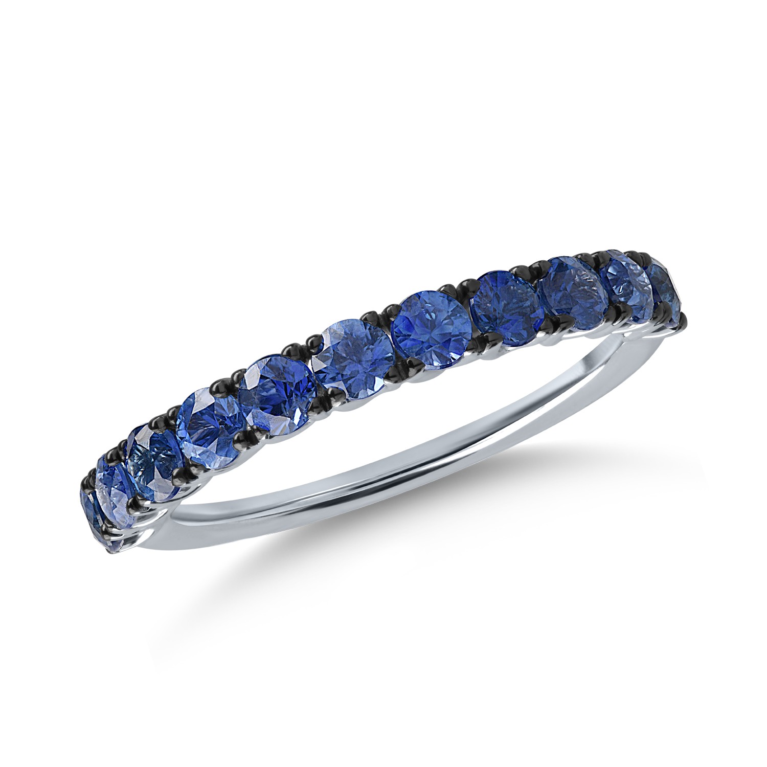 Half eternity ring in white gold with 1.28ct sapphires