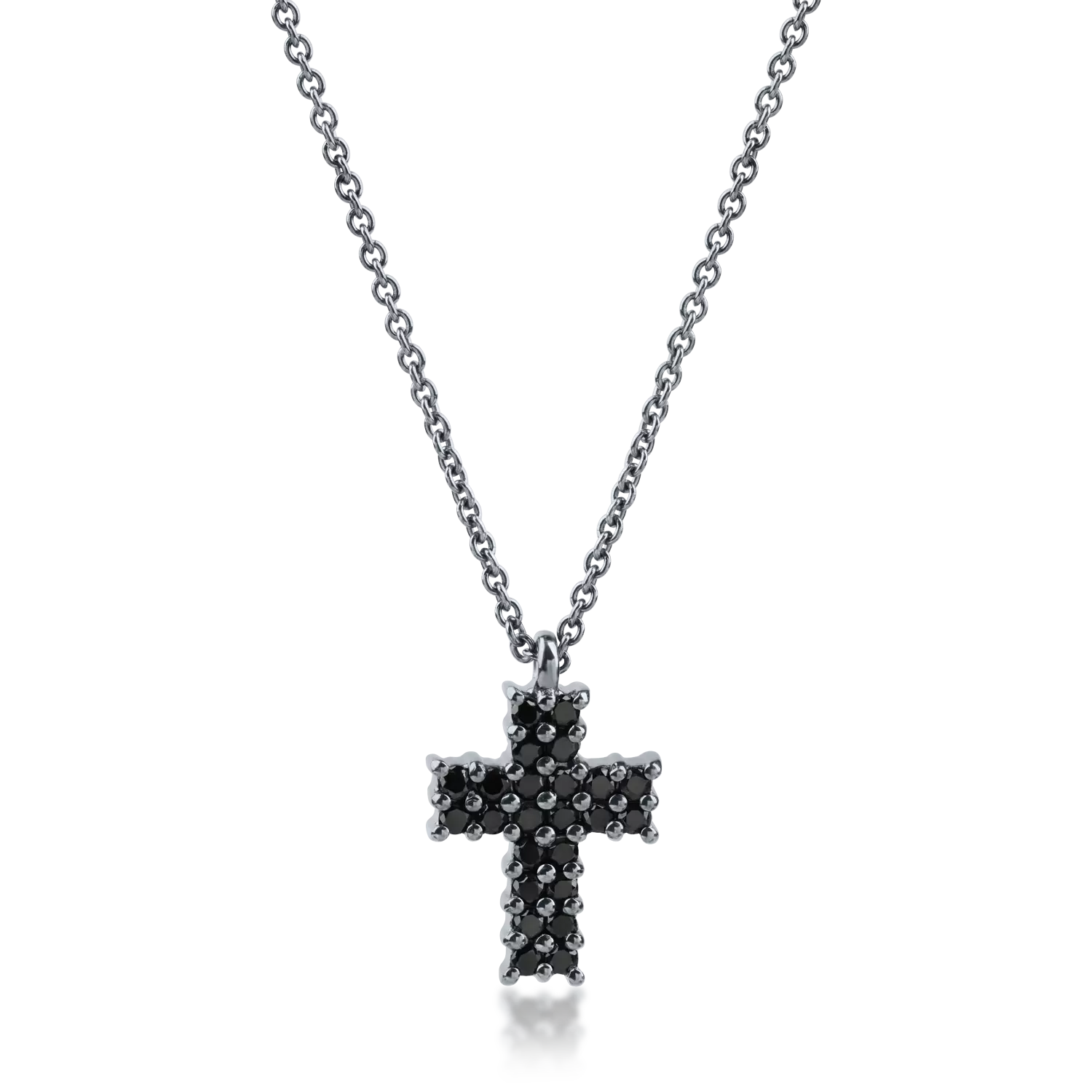 Black gold cross pendant necklace with 0.4ct black diamonds