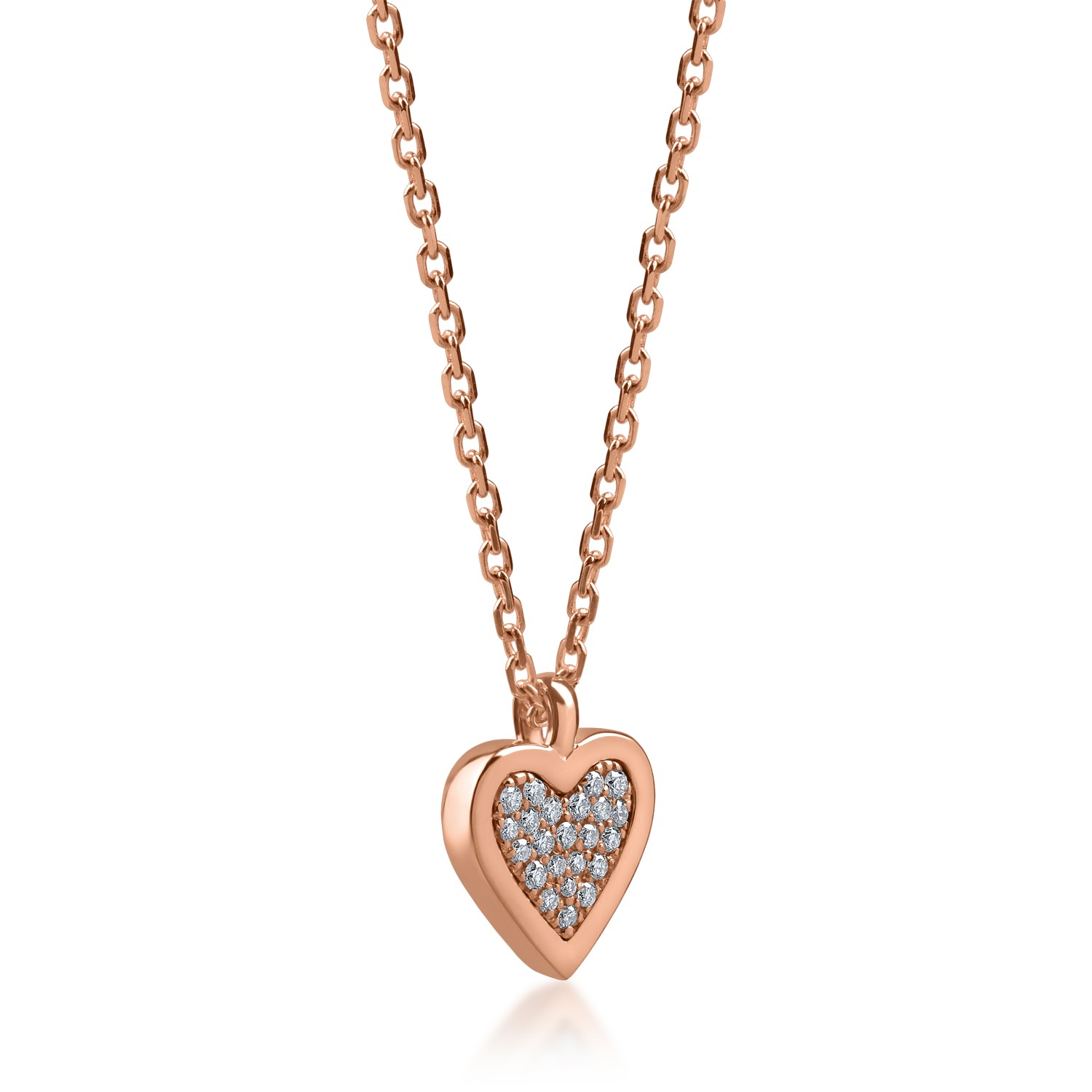 Naszyjnik w kształcie serca z różowego złota z diamentami o masie 0.13ct