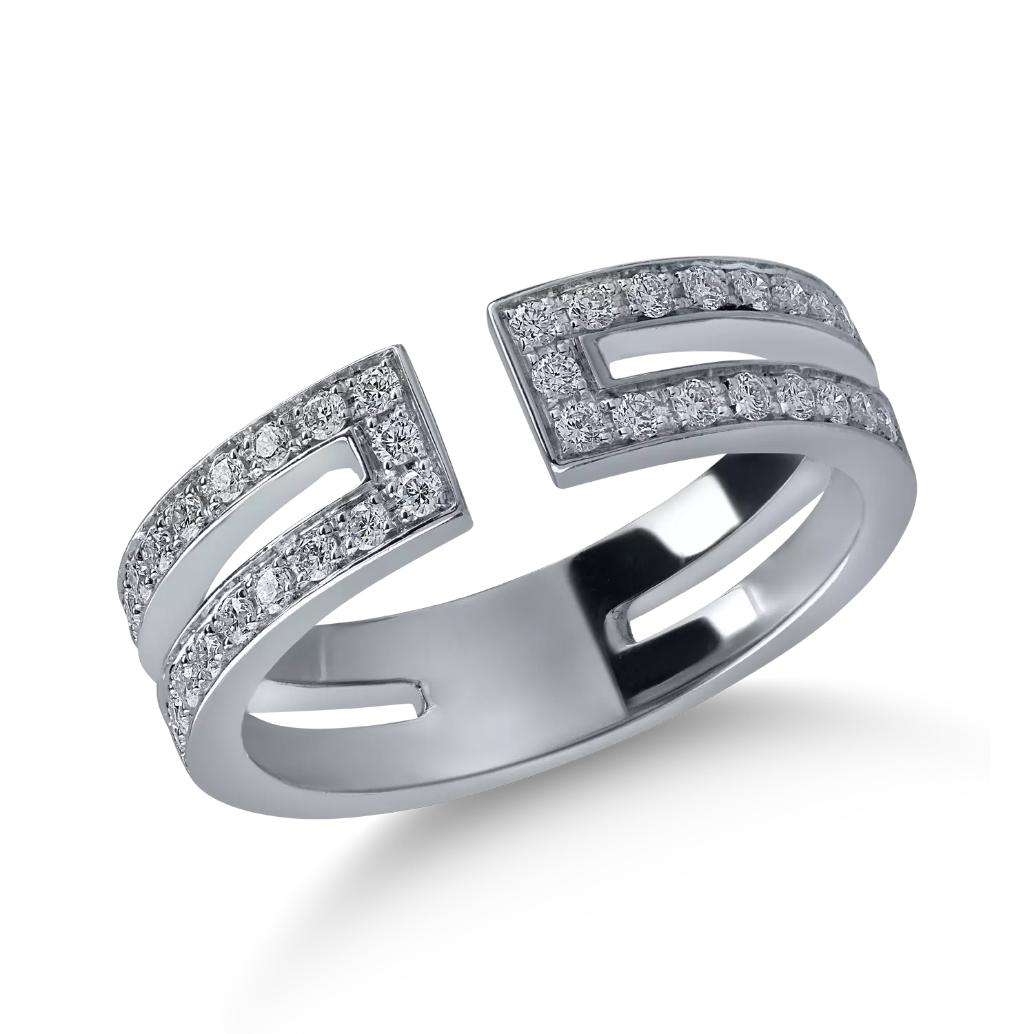 Half eternity open ring in white gold with 0.32ct diamonds