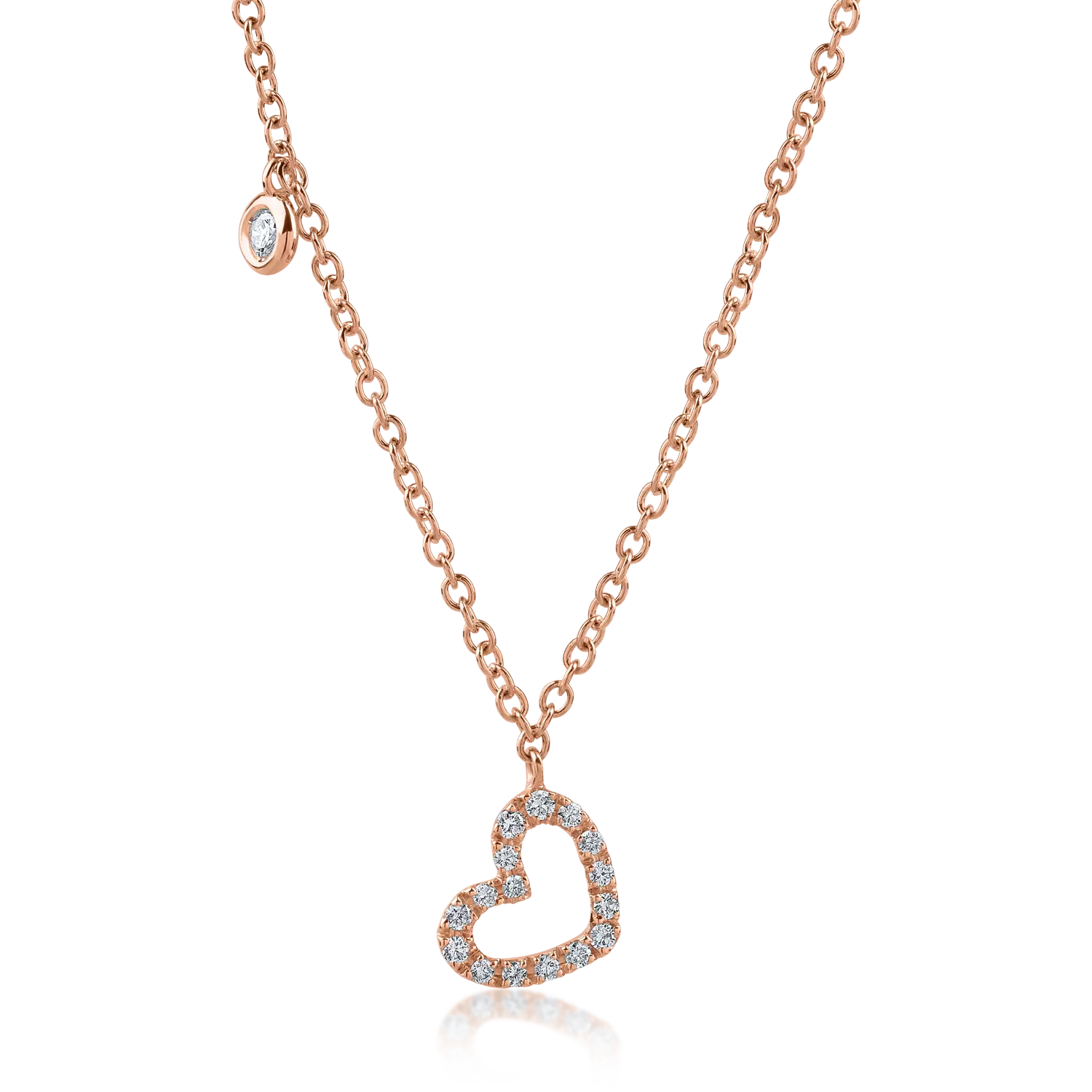 Rose gold heart pendant necklace with 0.11ct diamonds