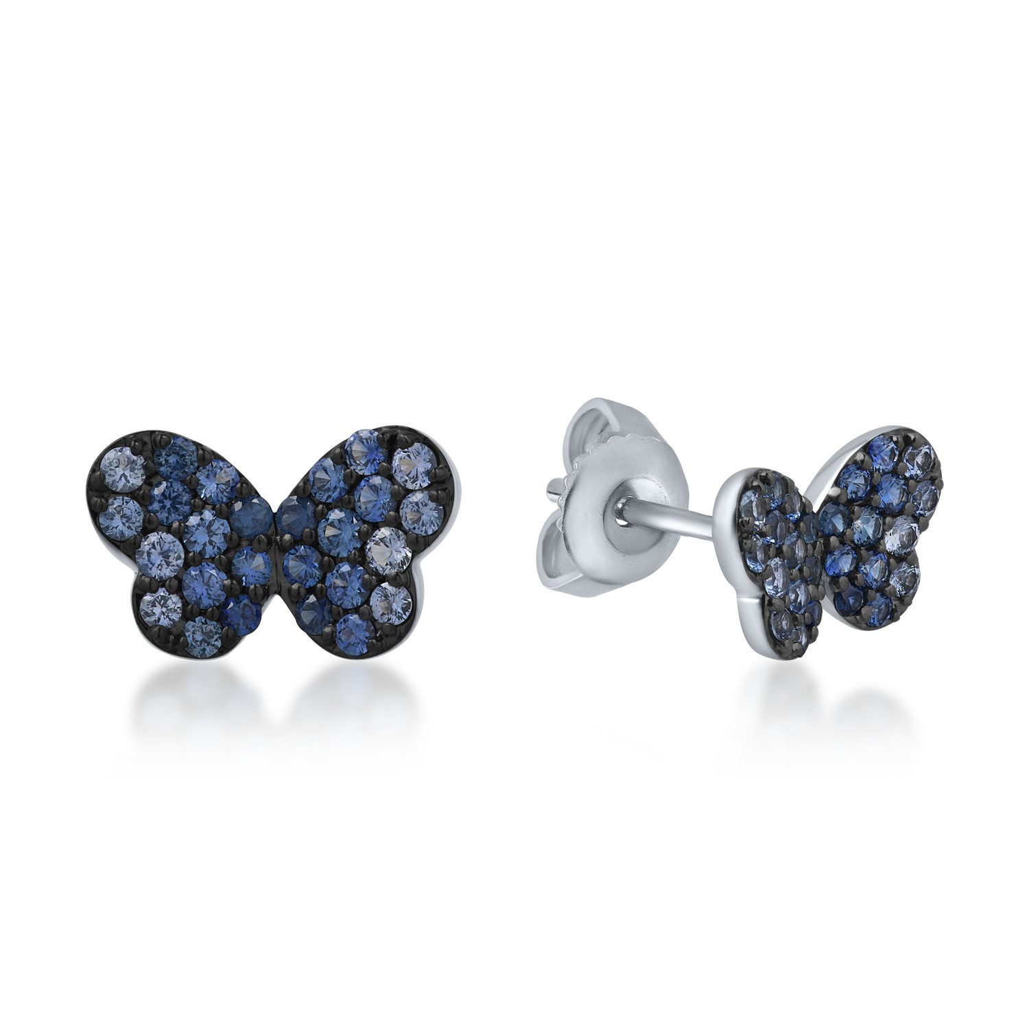 White gold butterflies earrings with 0.54ct sapphires
