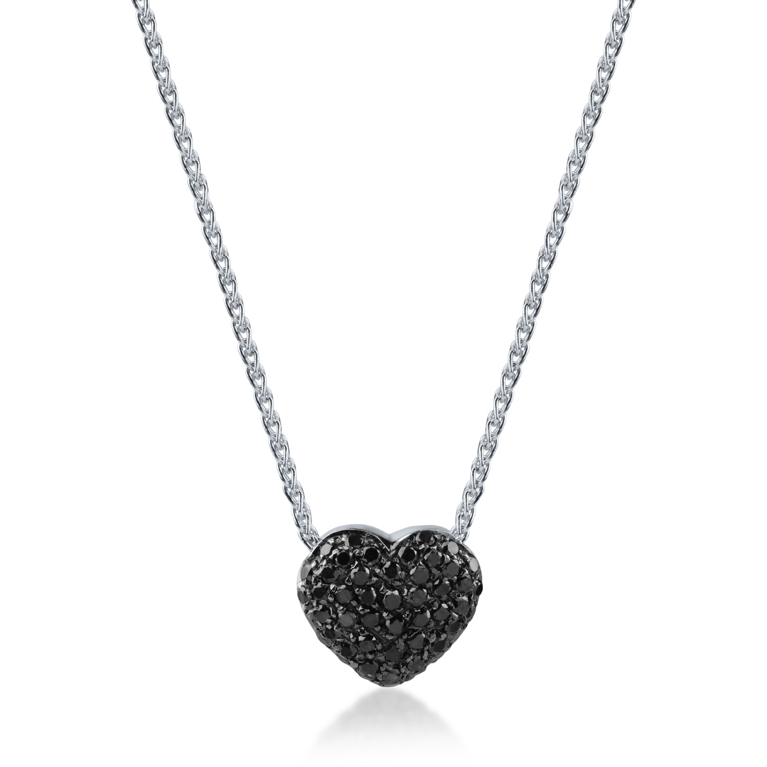 Fehérarany szívfüggő nyaklánc 0.54ct fekete gyémántokkal