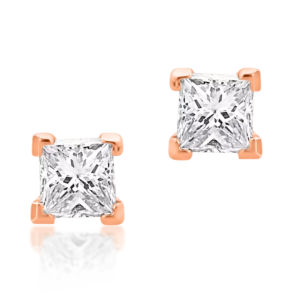 Cercei minimalisti din aur roz cu diamante de 0.36ct