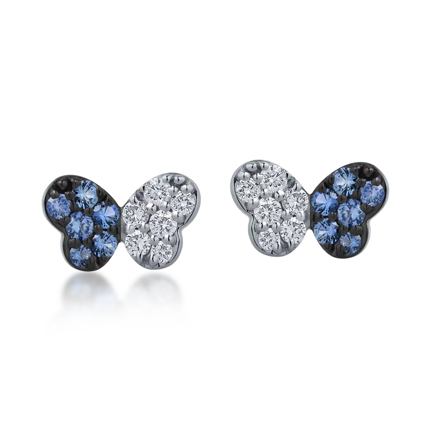 White gold butterflies earrings with 0.16ct sapphires and 0.14ct diamonds