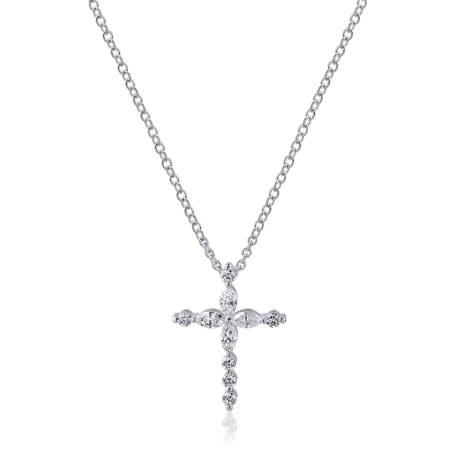 White gold cross pendant necklace with 0.3ct diamonds
