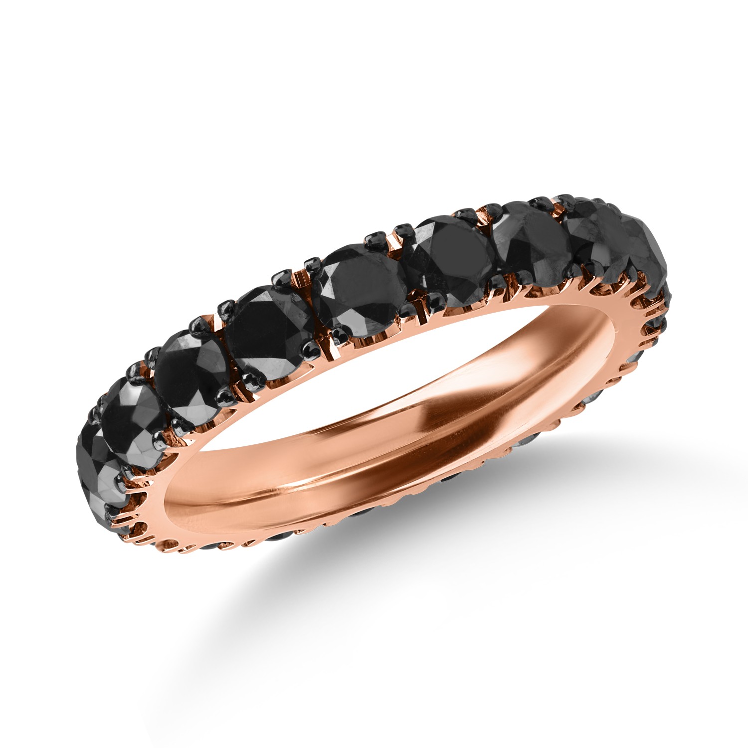 Örökkévalóság gyűrű rózsaszín aranyból 3.75ct fekete gyémántokkal