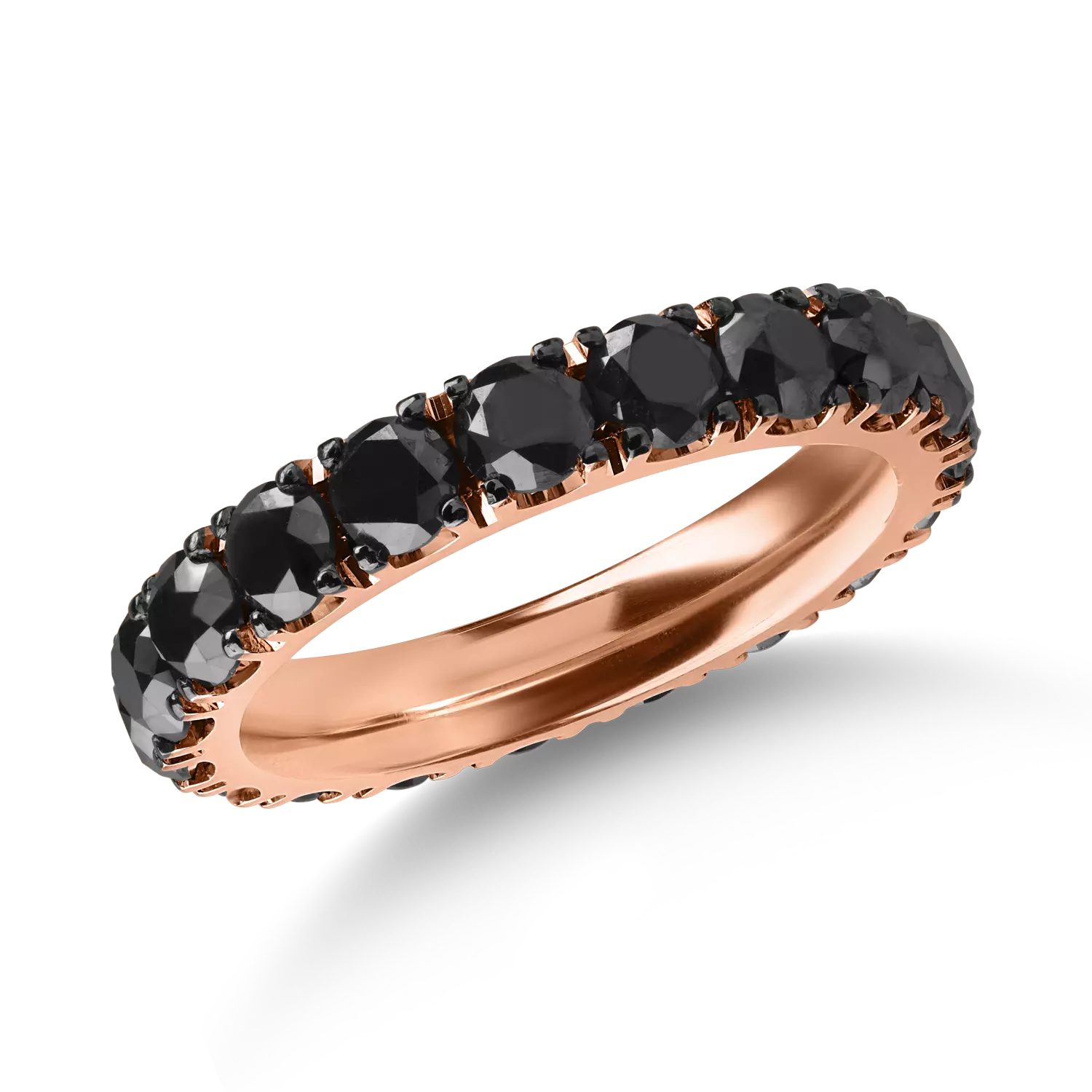 Eternity ring in rose gold with 3.75ct black diamonds