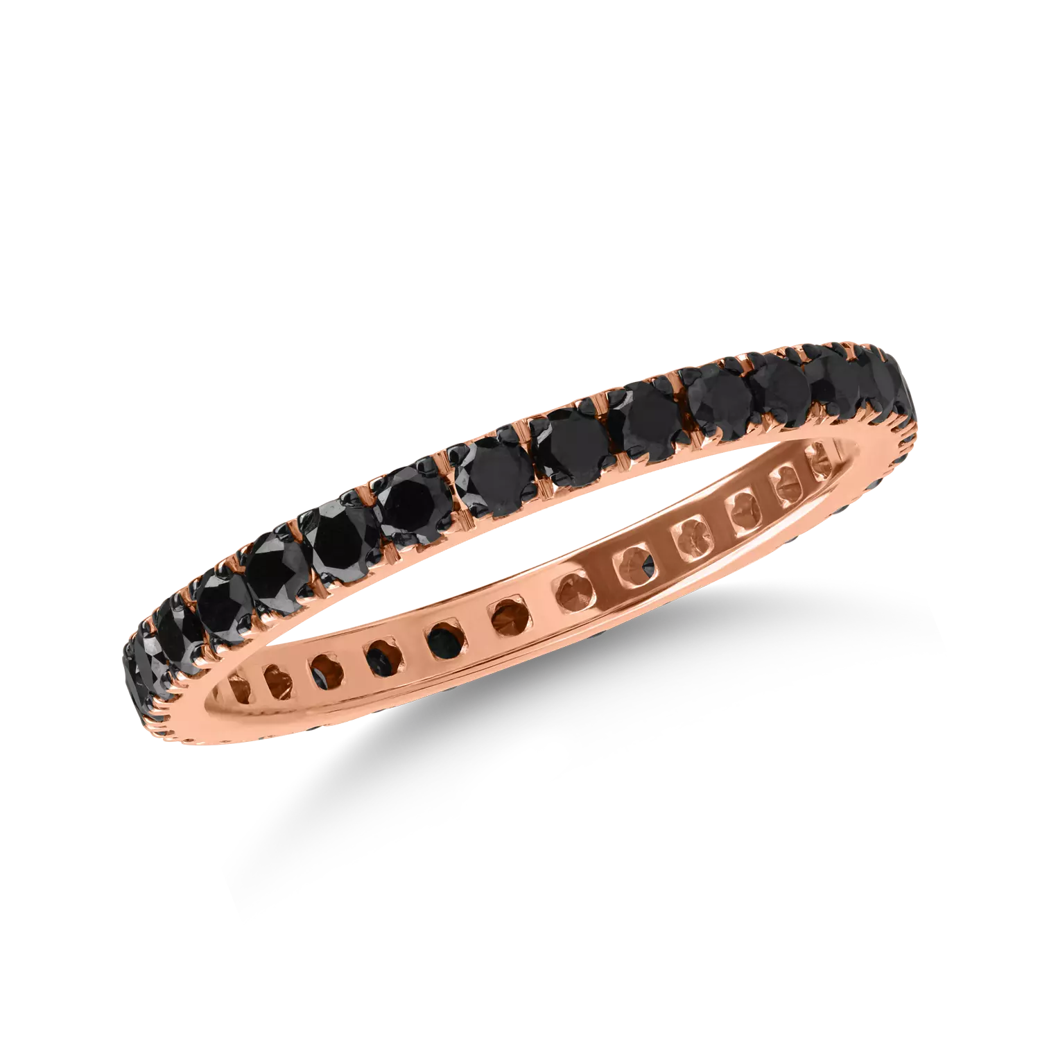 Örökkévalóság gyűrű rózsaszín aranyból 0.92ct fekete gyémántokkal