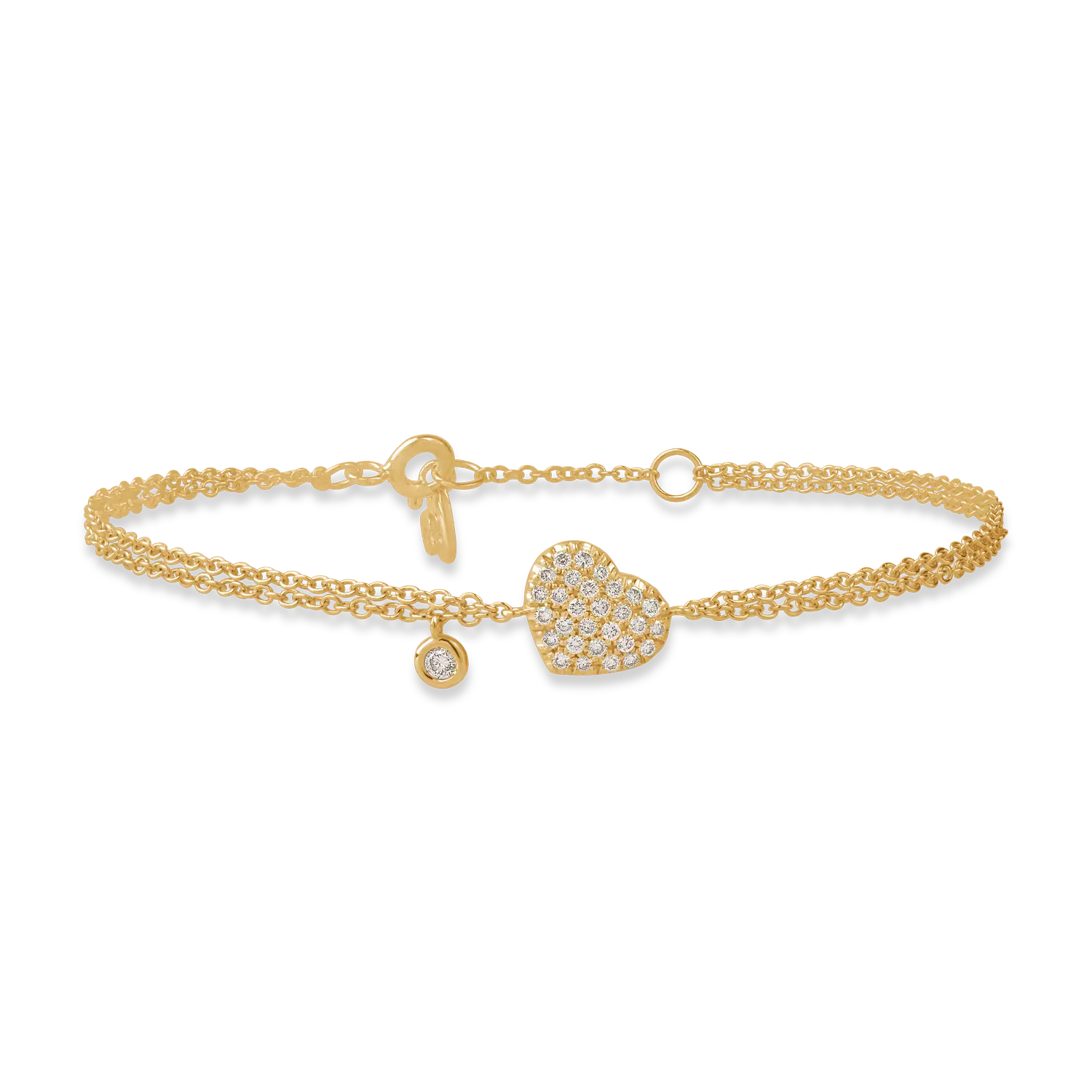Yellow gold heart bracelet with 0.22ct diamonds
