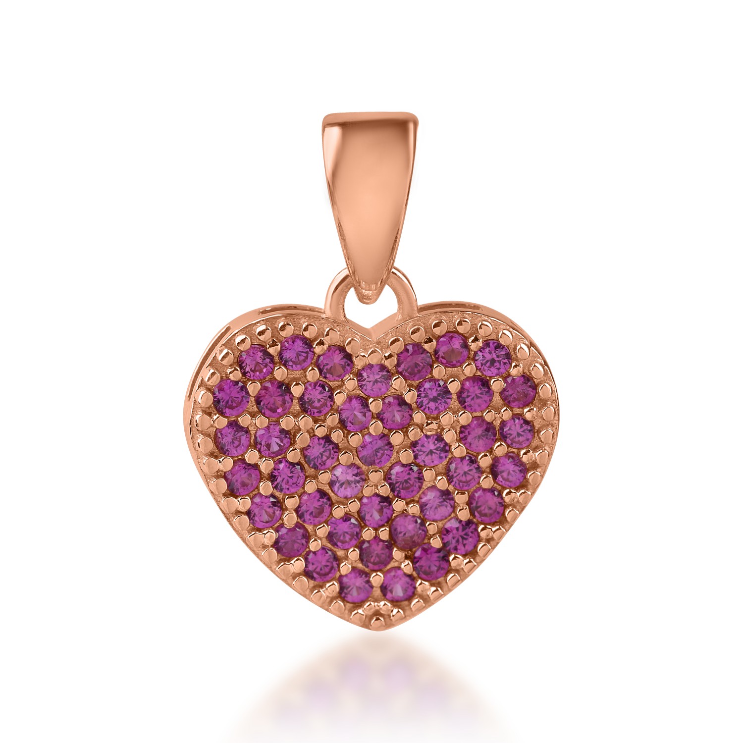 Rose gold heart pendant with pink zirconia