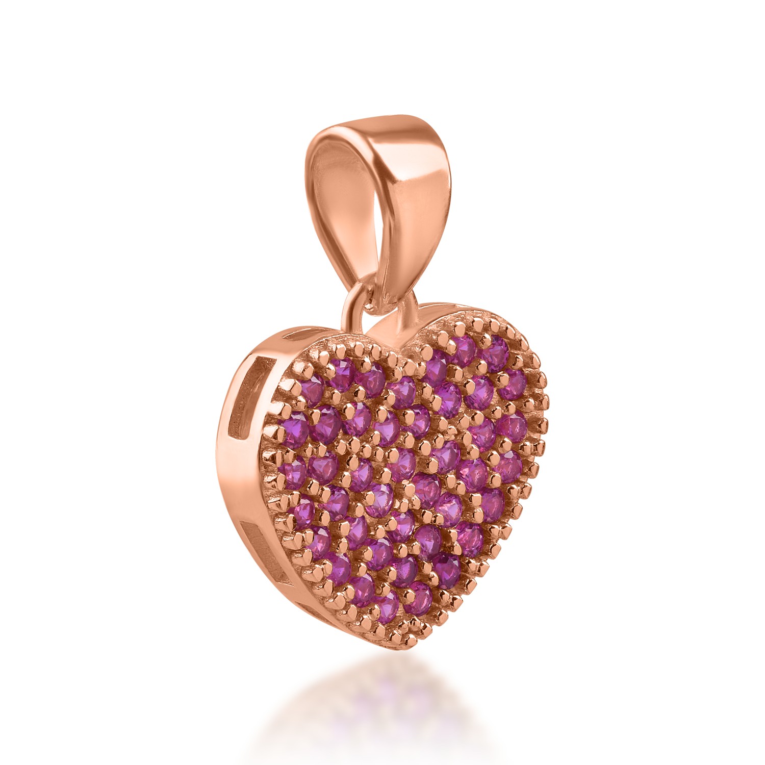 Rose gold heart pendant with pink zirconia