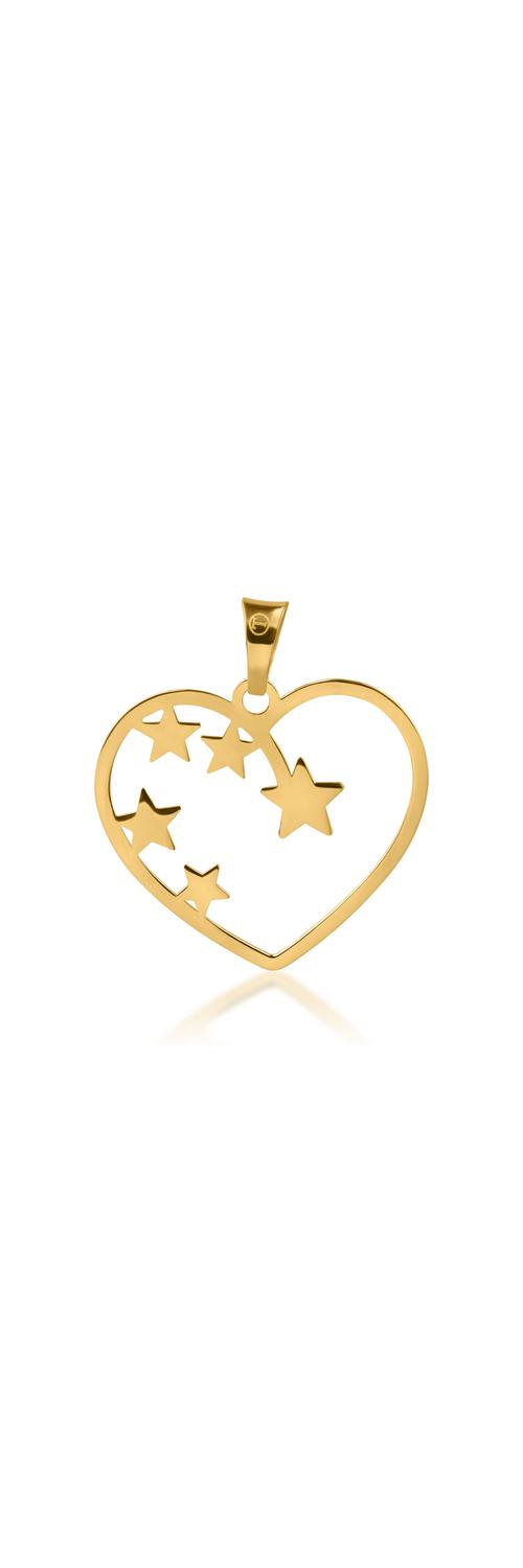 Yellow gold heart and stars pendant