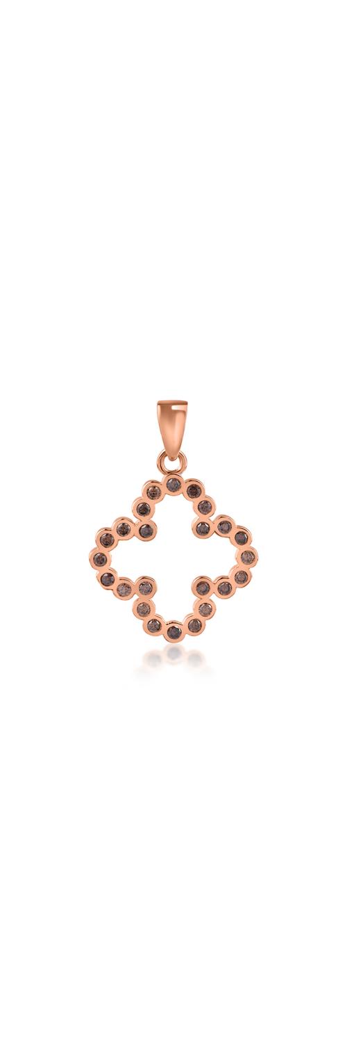 Rose gold flower pendant with brown zirconia