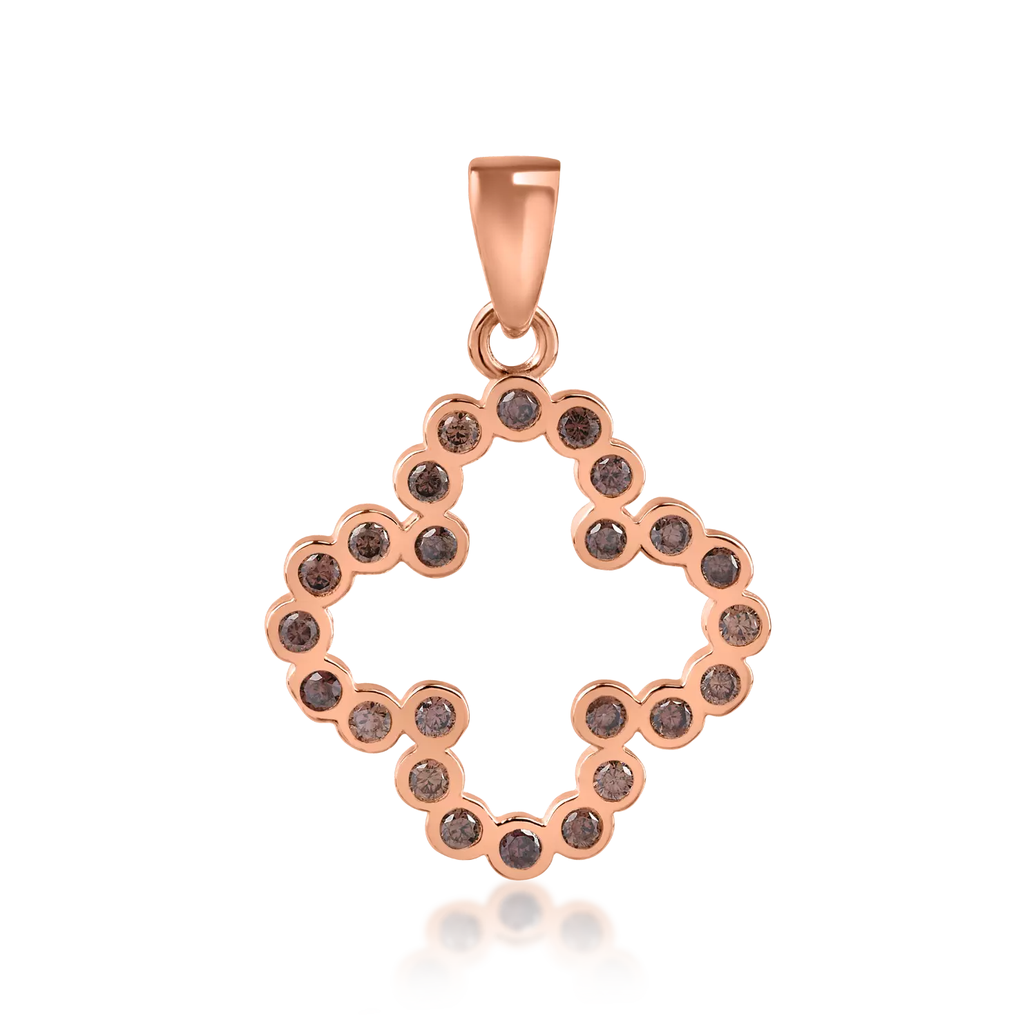 Rose gold flower pendant with brown zirconia