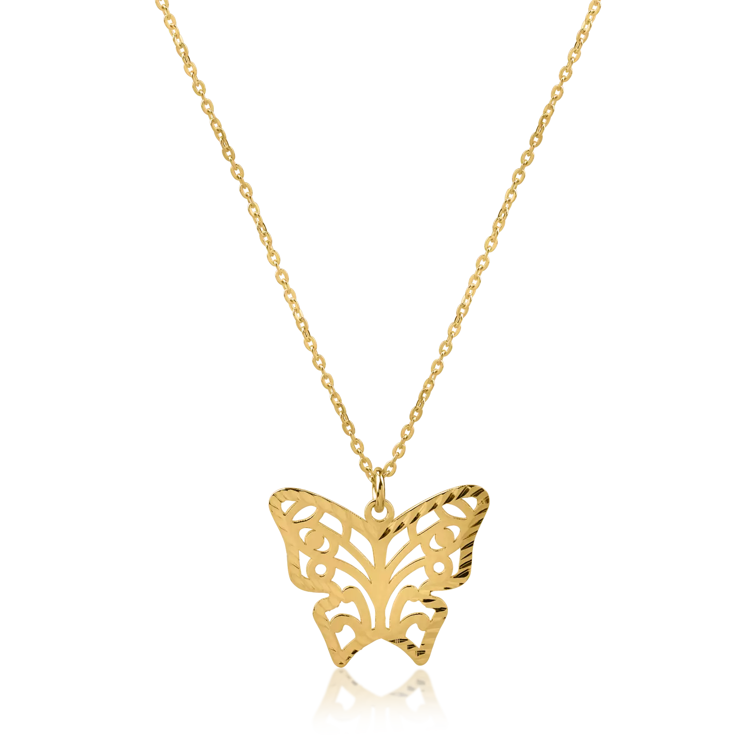 Naszyjnik z wisiorkiem w kształcie motyla z żółtego złota