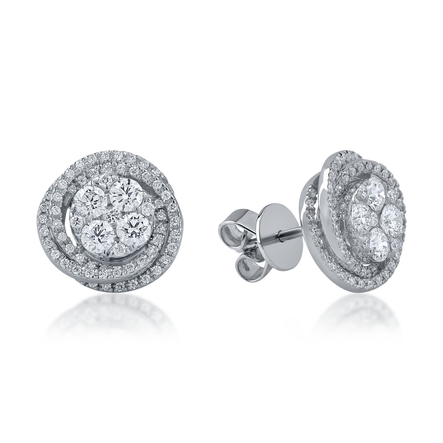 White gold round earrings with 1.16ct diamonds