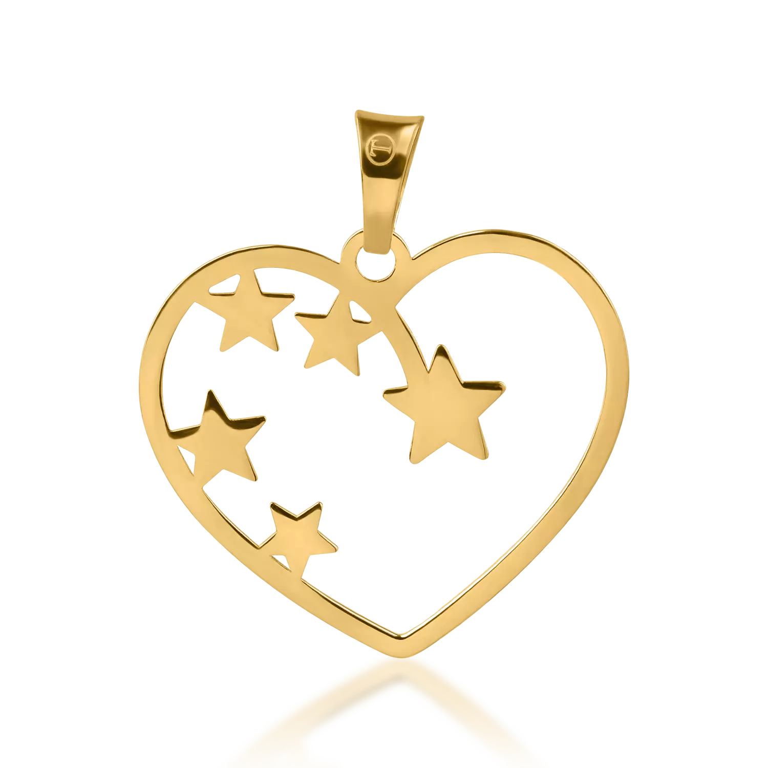White-yellow gold heart and star pendant
