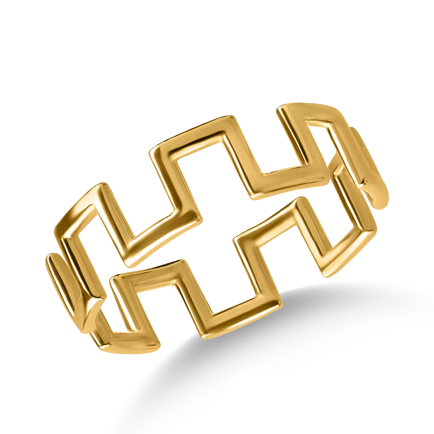 Геометричен пръстен от жълто злато