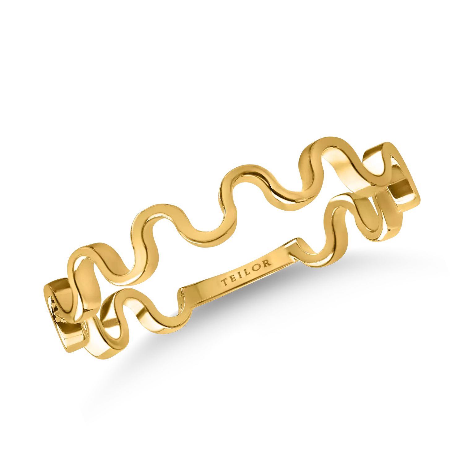 Вълнообразен пръстен от жълто злато