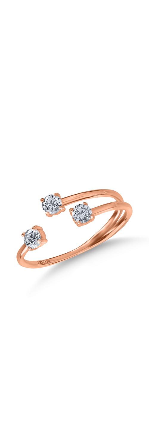 Rose gold open ring with zirconia