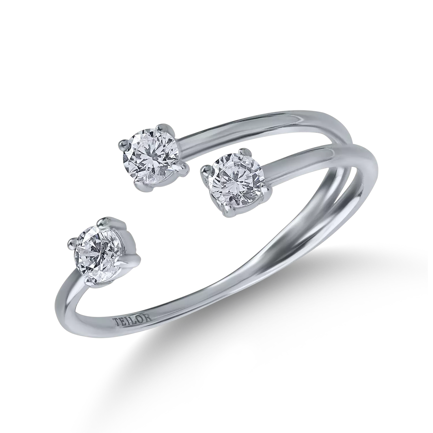 White gold open ring with zirconia