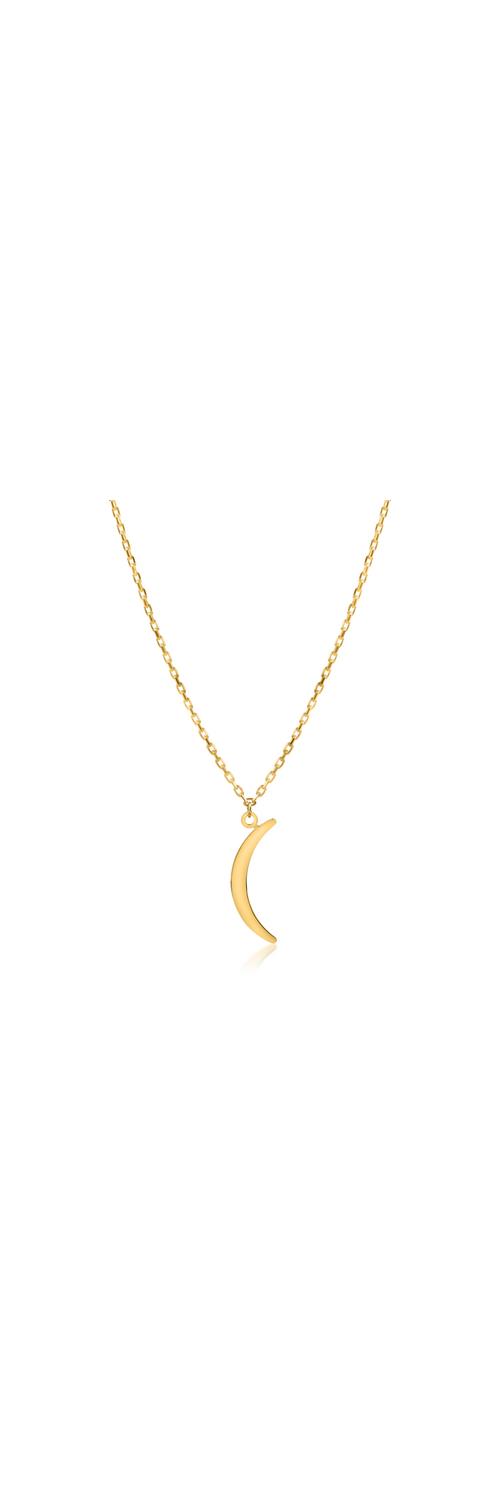 Yellow gold half-moon pendant necklace