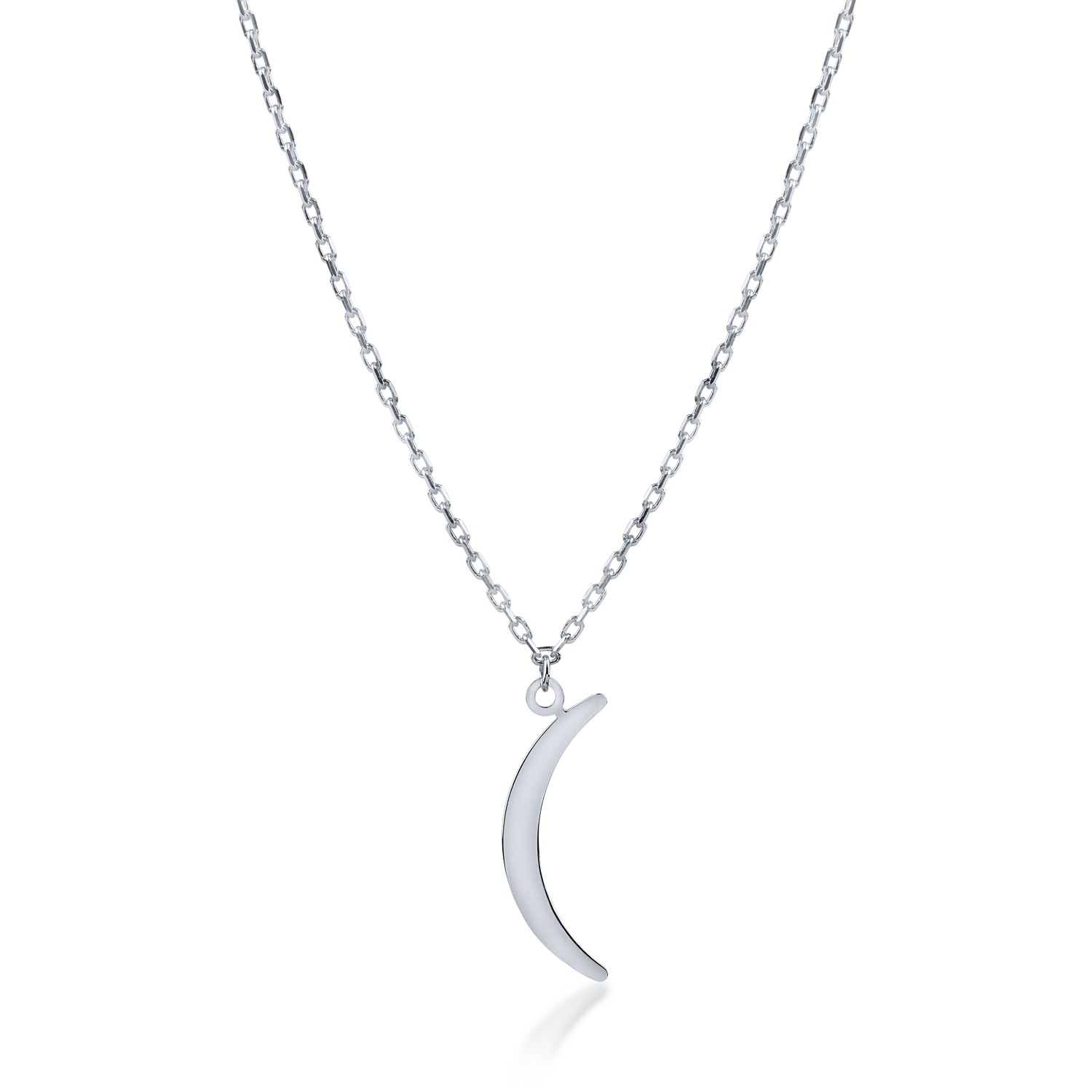 White gold half-moon pendant necklace