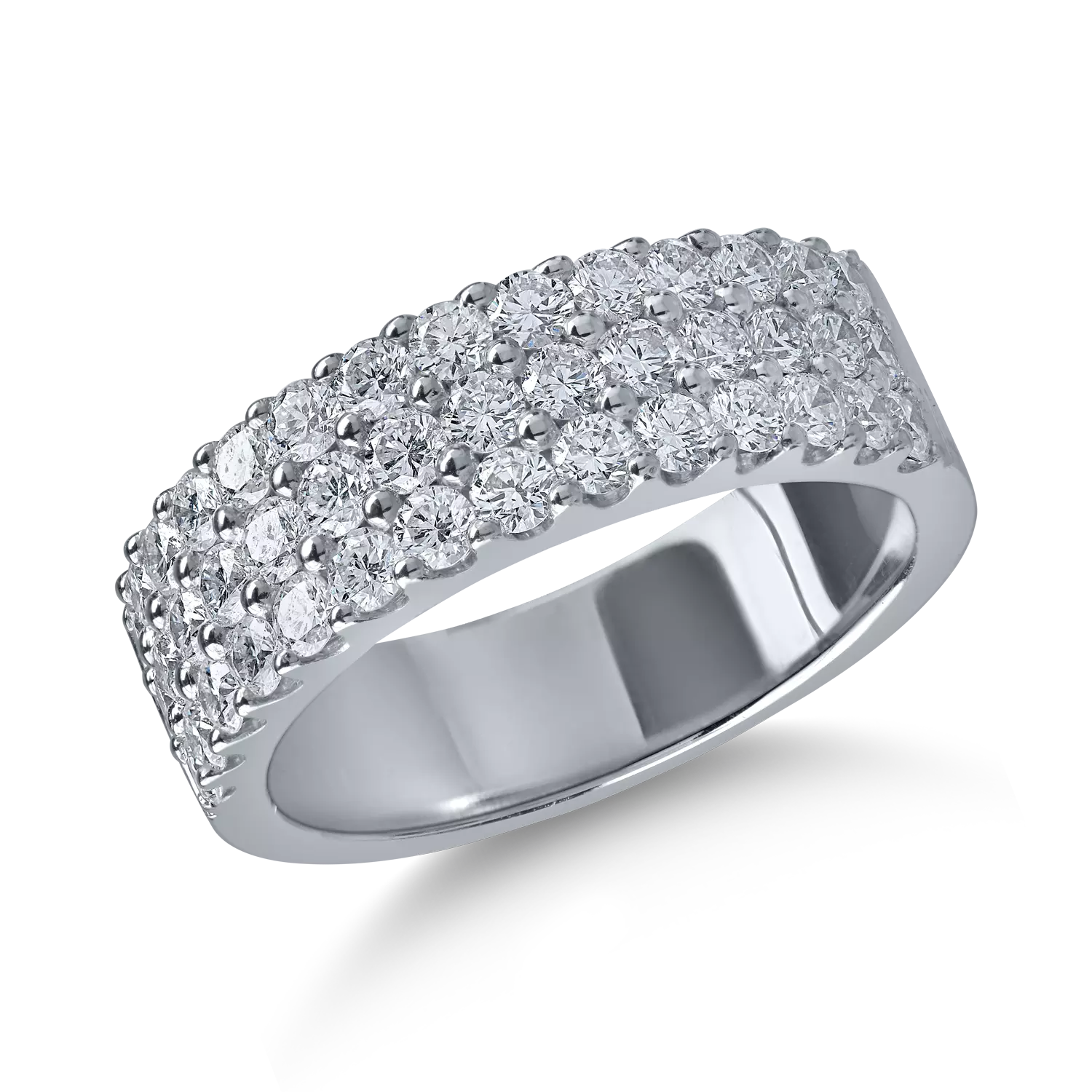 Мирозетиран пръстен от бяло злато с 1.3кт диаманти