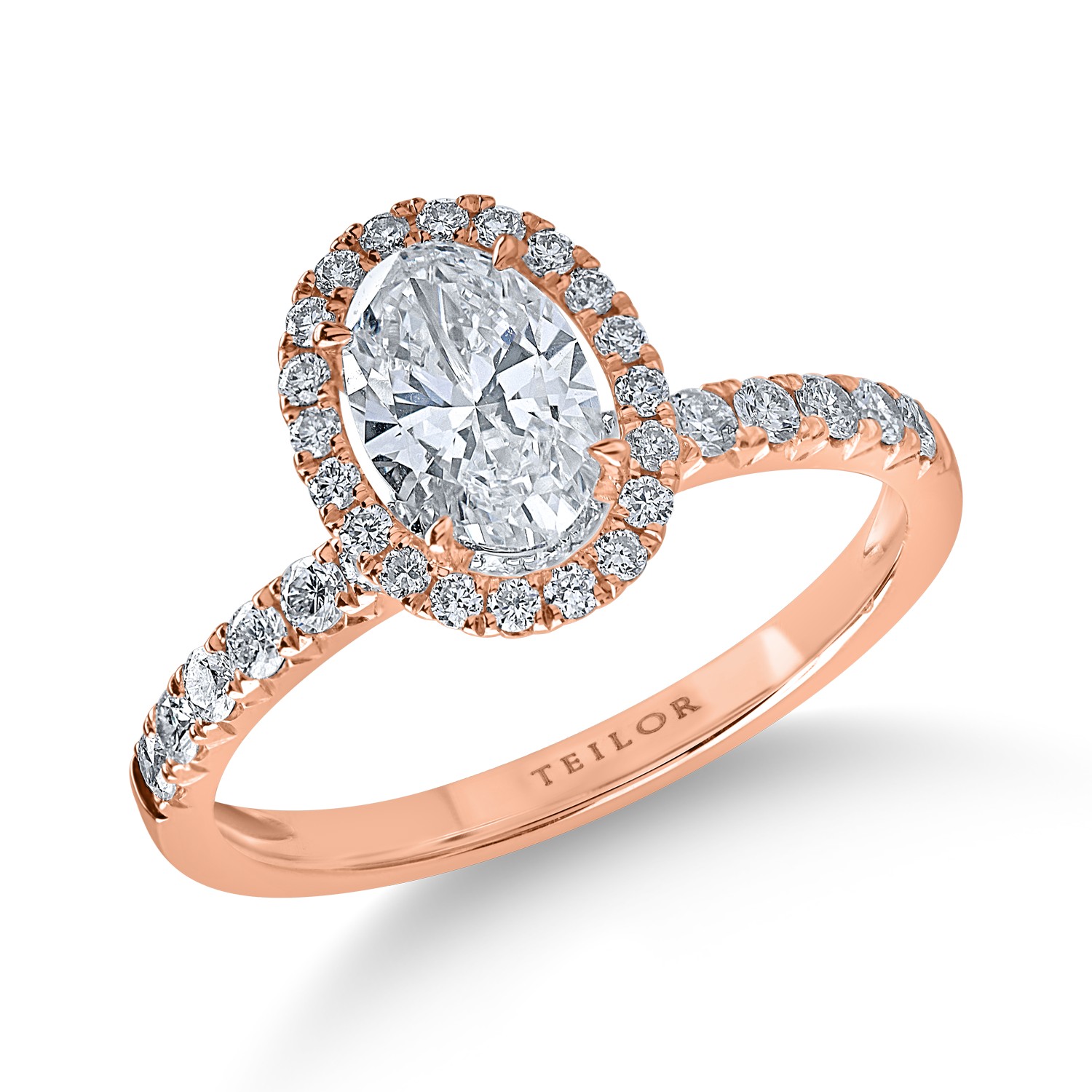 Inel de logodna din aur roz cu diamant de 0.7ct si diamante de 0.4ct