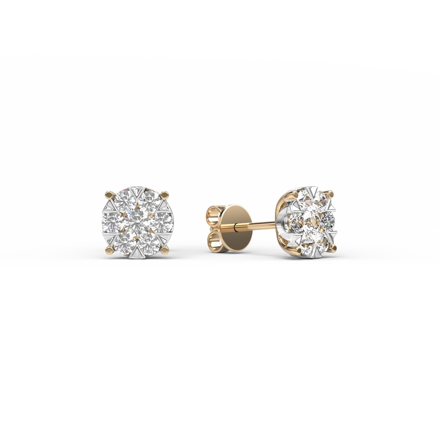 Yellow gold screw earrings with 0.3ct diamonds