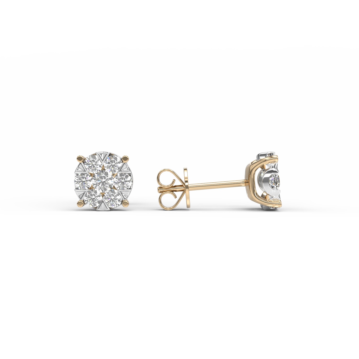 Yellow gold screw earrings with 0.3ct diamonds