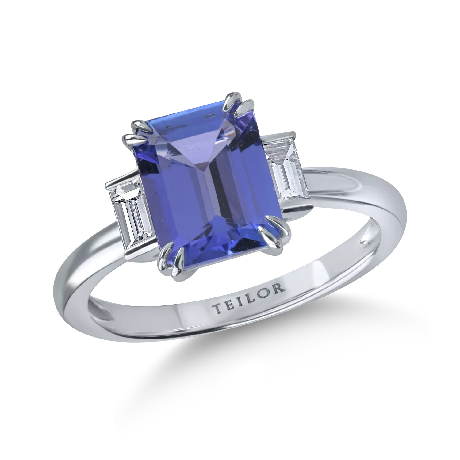 Fehérarany gyűrű 2.1ct tanzanittal és 0.2ct gyémánttal