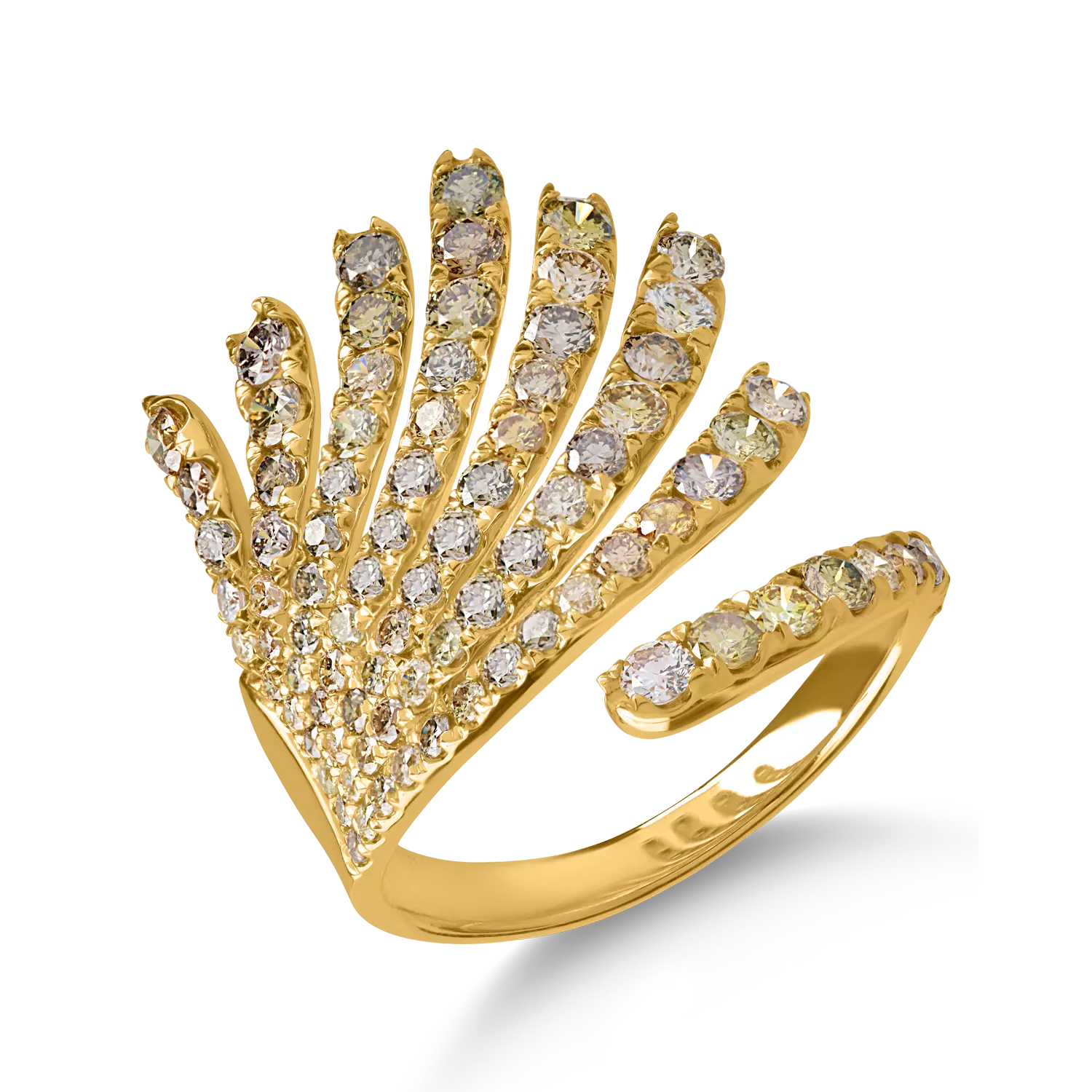 Inel din aur galben cu diamante multicolore de 2.1ct
