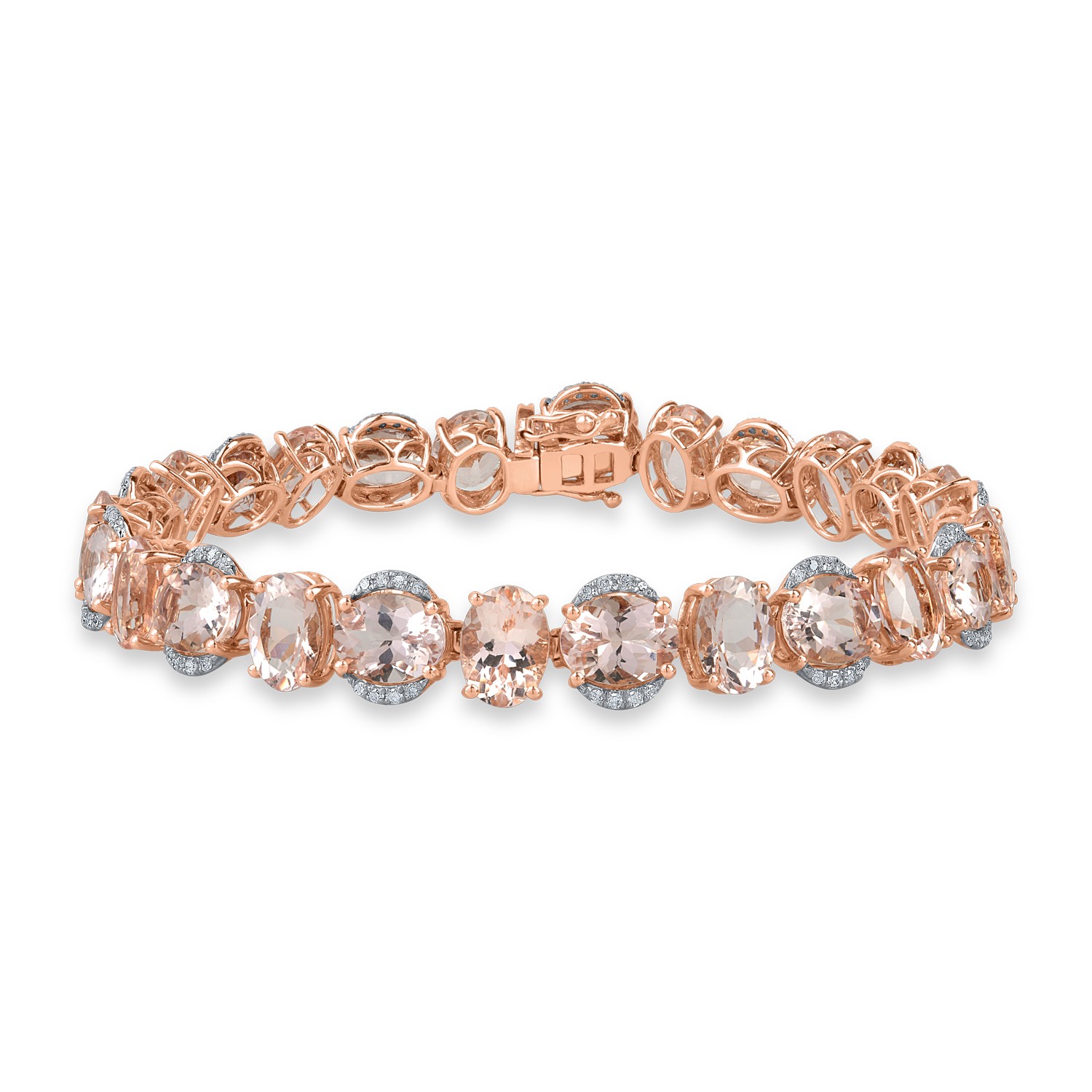 Rose gold bracelet with 27.89ct morganites and 0.5ct diamonds