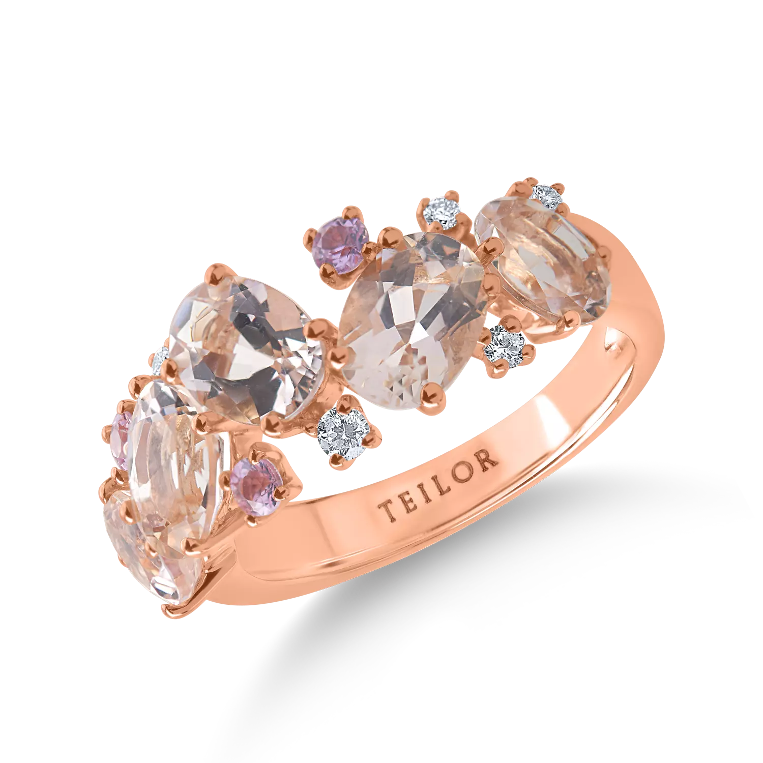 Rose gold ring with 3.3ct precious and semi-precious stones
