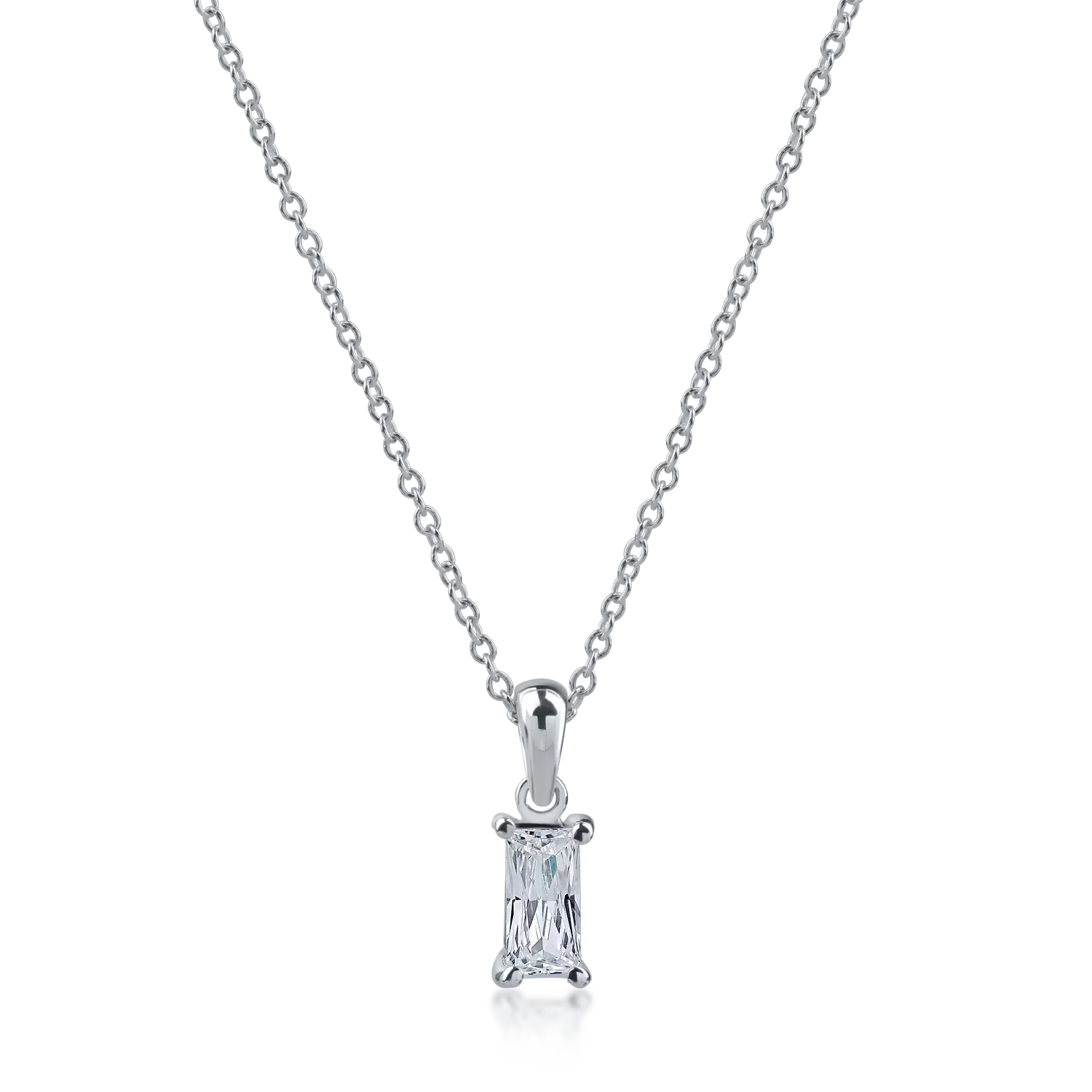 White gold minimalist pendant necklace with zirconia