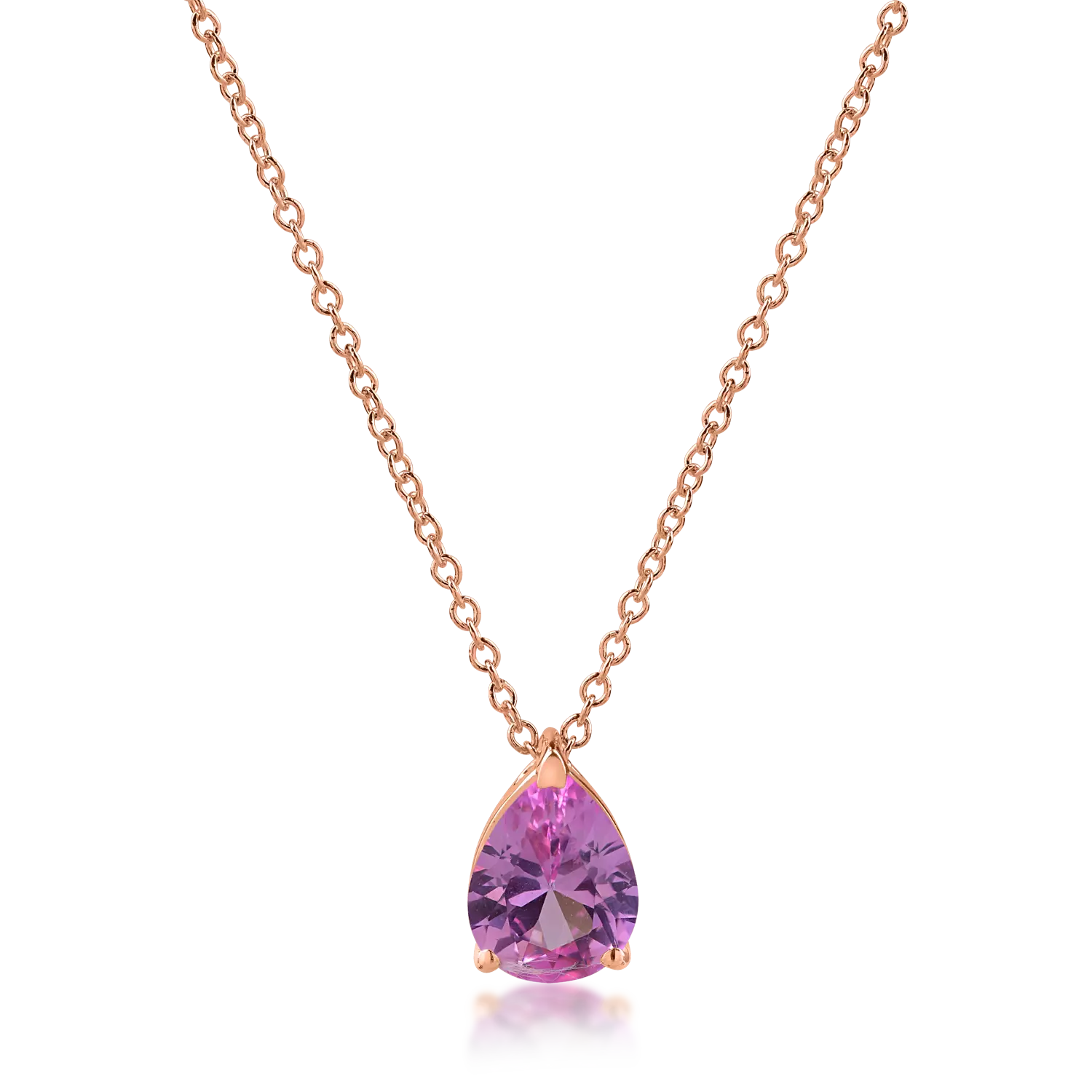 Minimalistyczny naszyjnik z różowego złota z fioletowymi cyrkoniami