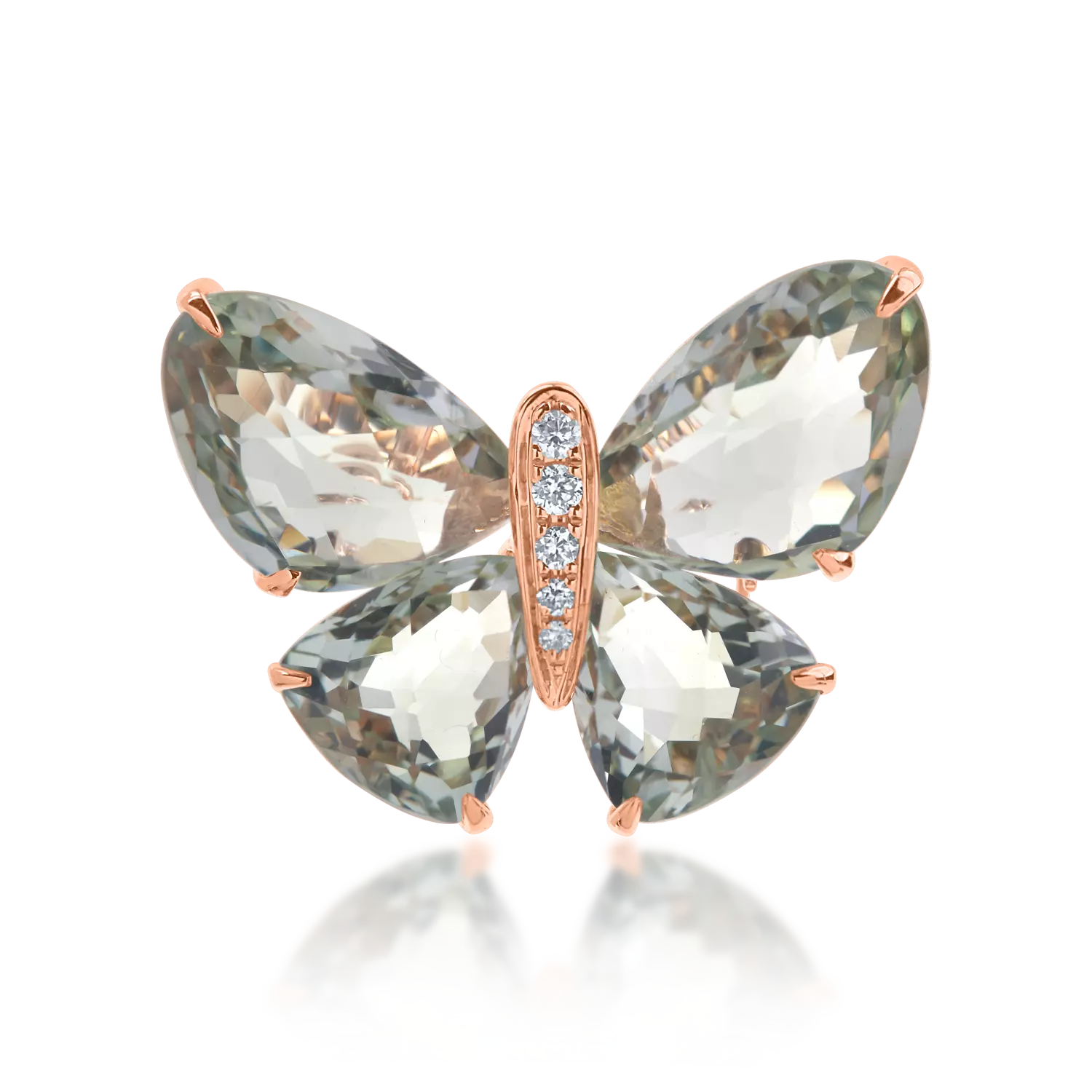 Rose gold butterfly pendant with 11.67 ct precious and semi-precious stones