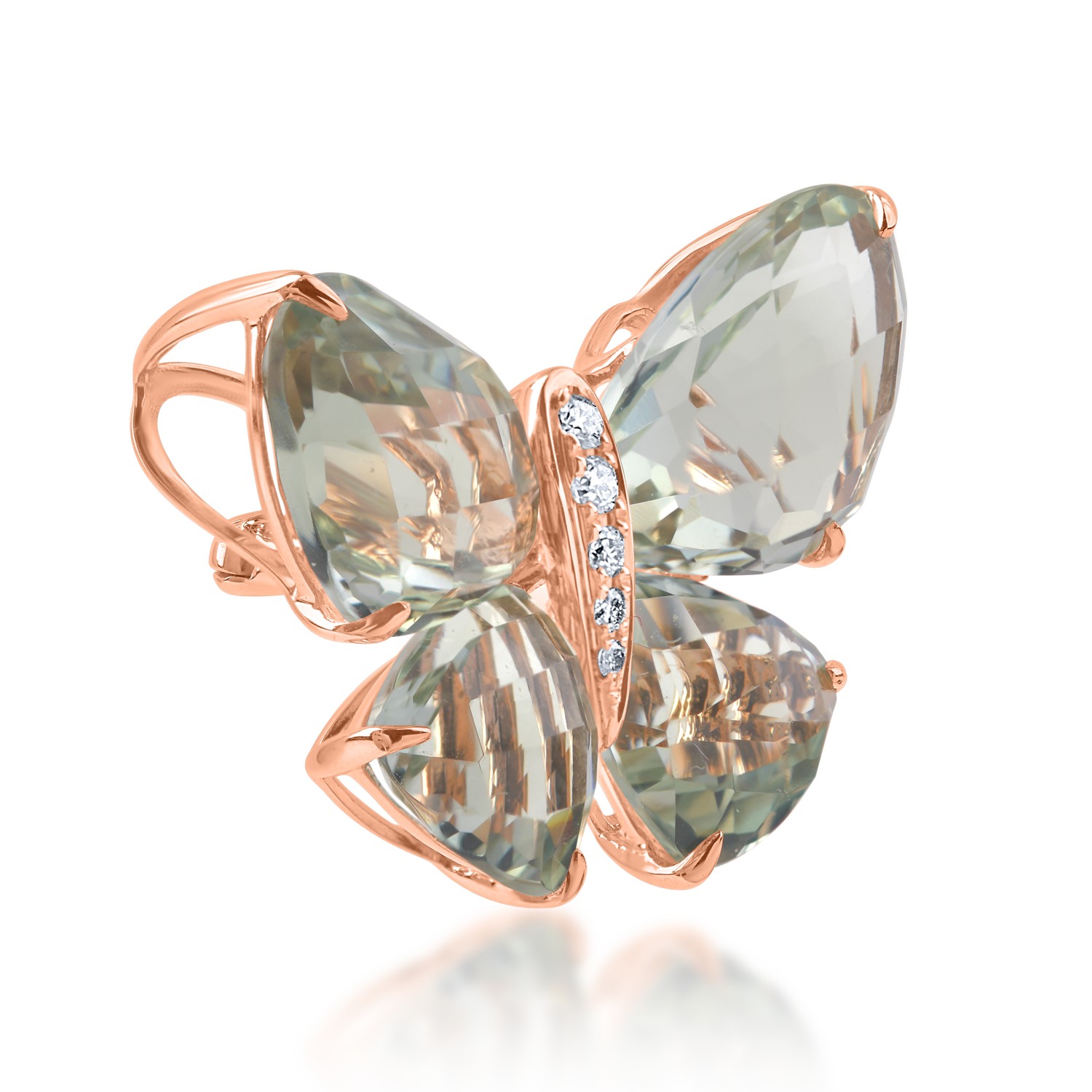 Rose gold butterfly pendant with 11.67 ct precious and semi-precious stones