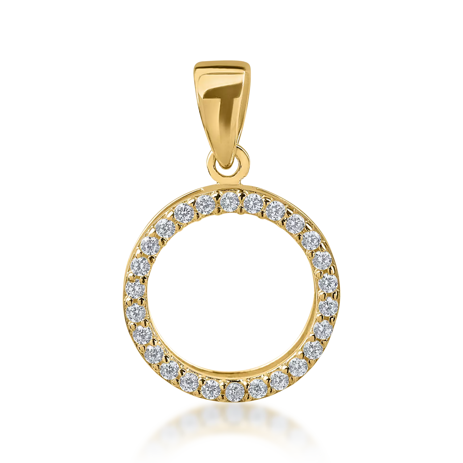 Висулка кръг от жълто злато с цирконий