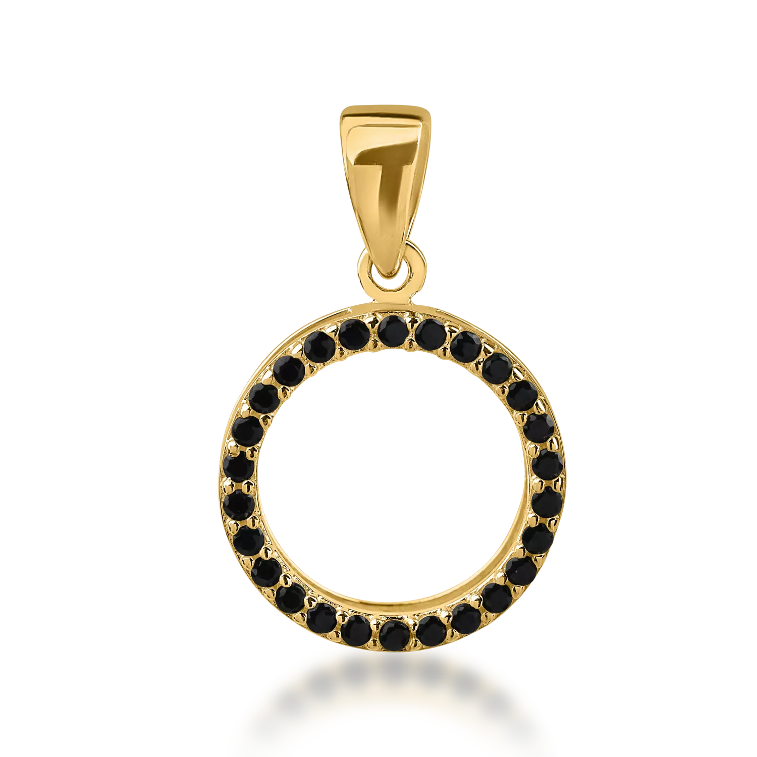 Pandantiv cerc din aur galben cu zirconii negre