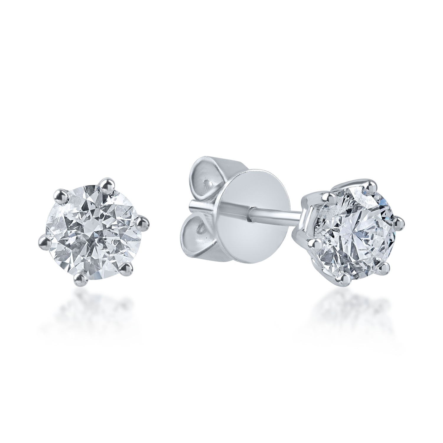 White gold earrings with 1ct solitaire diamonds