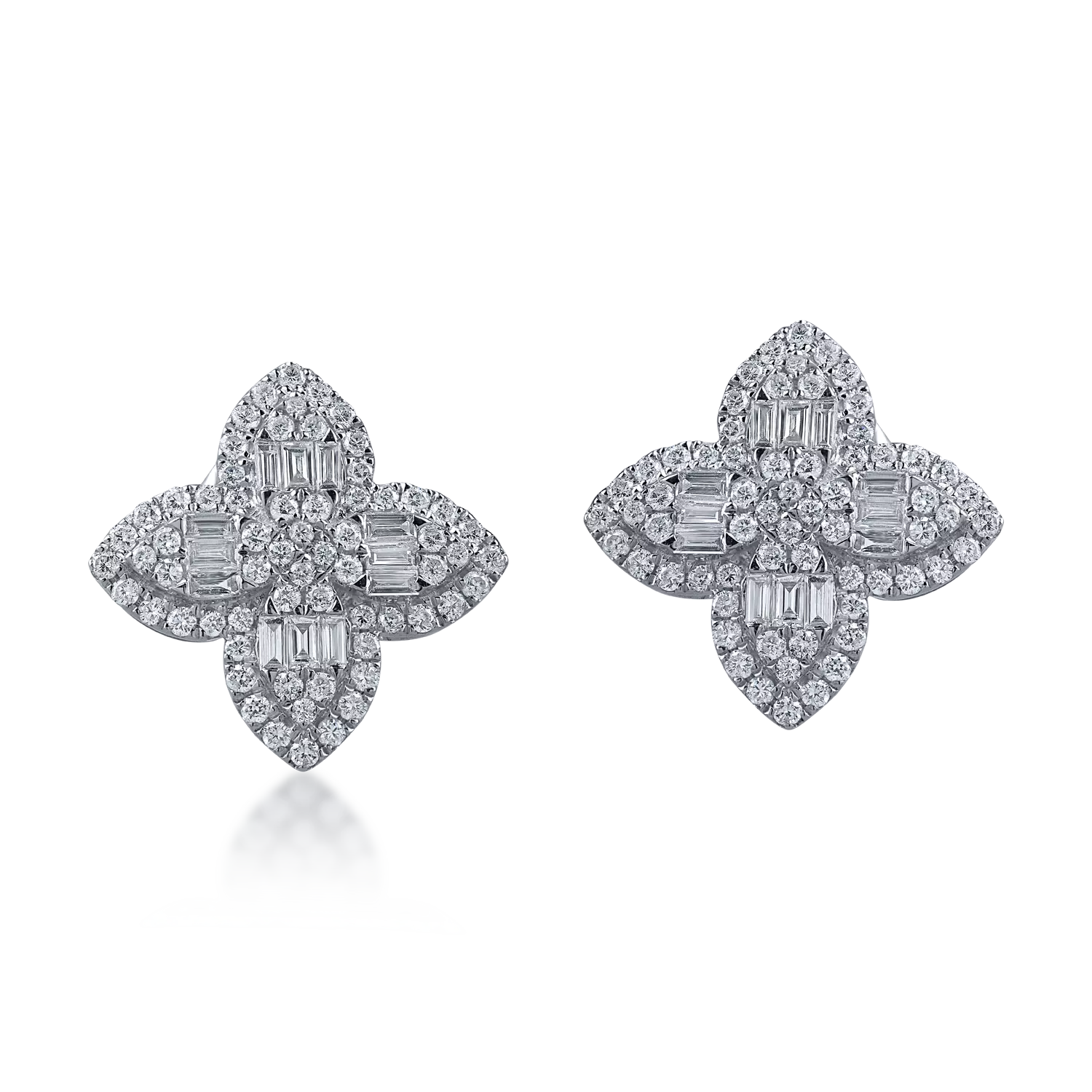 Fehérarany geometrikus fülbevaló 1.1ct gyémántokkal