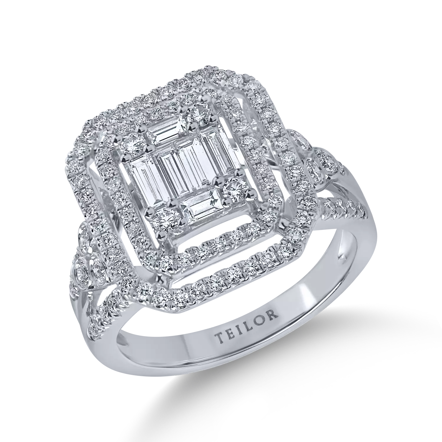 Fehérarany gyűrű 1ct gyémántokkal
